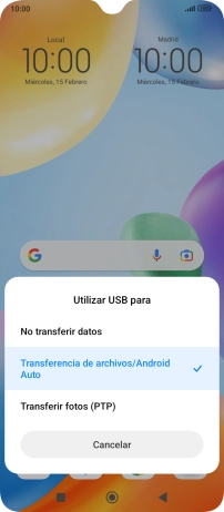 Pulsa Transferencia de archivos/Android Auto.