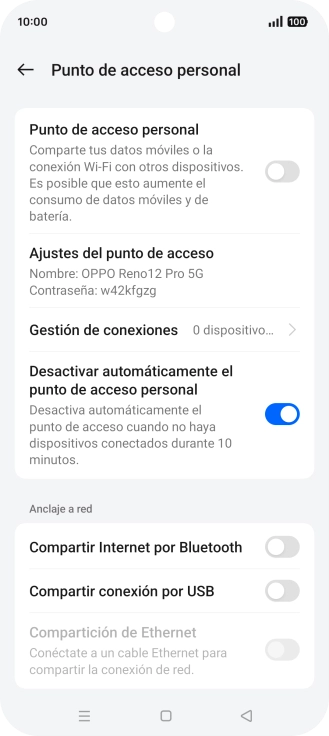 Pulsa Ajustes del punto de acceso.