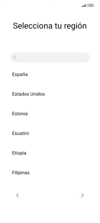 Pulsa el país o el área deseados.
