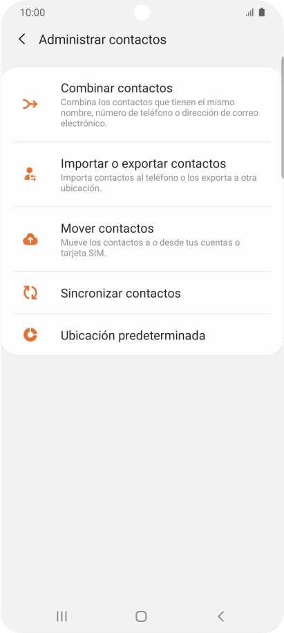Pulsa Importar o exportar contactos.