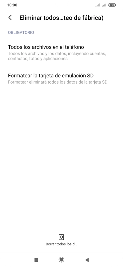 Pulsa Borrar todos los d....