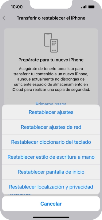 Pulsa Restablecer ajustes.