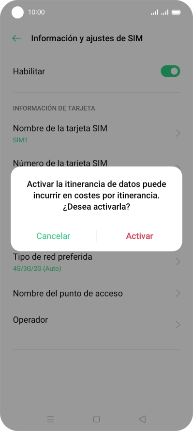 Si activas la función, pulsa Activar.