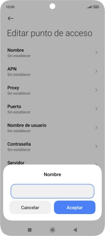 Introduce Vodafone Internet y pulsa Aceptar.