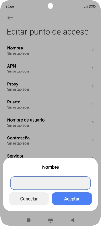 Introduce Vodafone Internet y pulsa Aceptar.