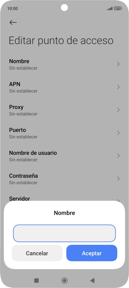 Introduce Vodafone Internet y pulsa Aceptar.