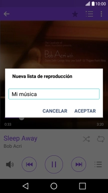 Introduce el nombre deseado de la lista de reproducción y pulsa ACEPTAR.