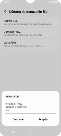 Introduce el código PIN2 y pulsa Aceptar.