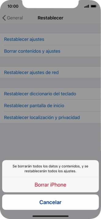 Pulsa Borrar iPhone.