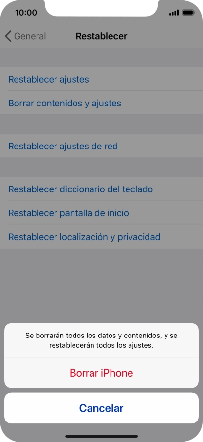 Pulsa Borrar iPhone.