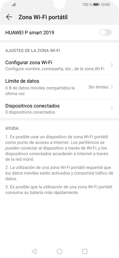 Pulsa Configurar zona Wi-Fi.