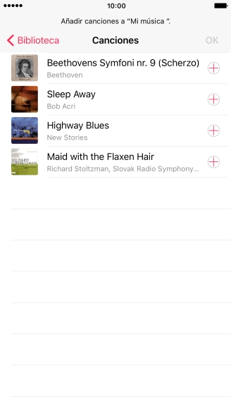 Desplázate a la categoría deseada y pulsa el archivo de música deseado.