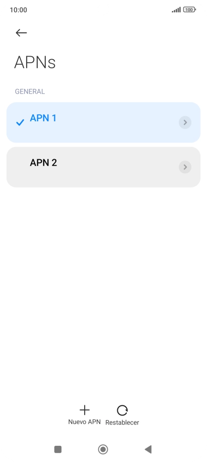 Pulsa la conexión de datos deseada para activarla.