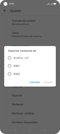 Pulsa la tarjeta SIM deseada.