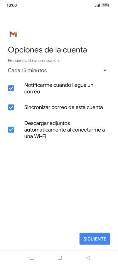 Si aparece en la pantalla esta imagen, tu cuenta de correo electrónico ha sido reconocida y configurada automáticamente. Sigue las indicaciones de la pantalla para introducir más información y terminar la configuración.