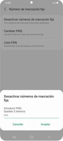 Introduce el código PIN2 y pulsa Aceptar.
