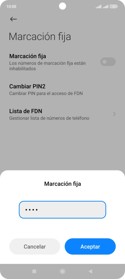 Introduce el código PIN2 y pulsa Aceptar.