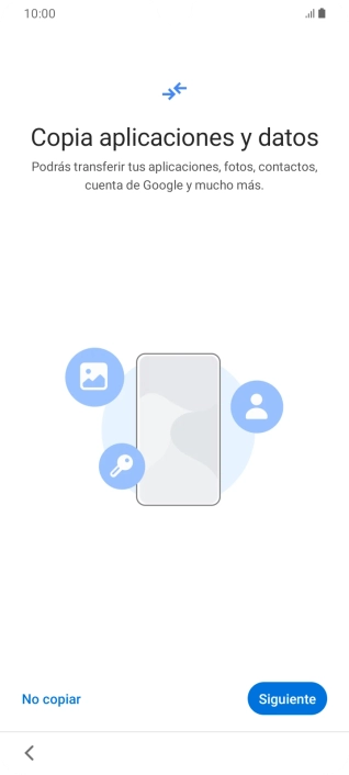 Puedes transferir el contenido de otro teléfono cuando activas tu teléfono por primera vez y cuando lo has restablecido. Cuando aparezca en la pantalla del teléfono esta imagen, ya está listo para la transmisión del contenido del otro teléfono.