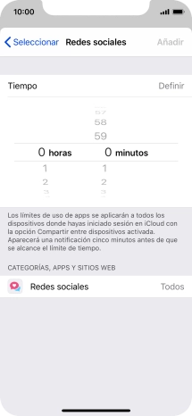Configura el límite de tiempo deseado para el uso de la categoría seleccionada.