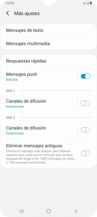 Pulsa Mensajes de texto.