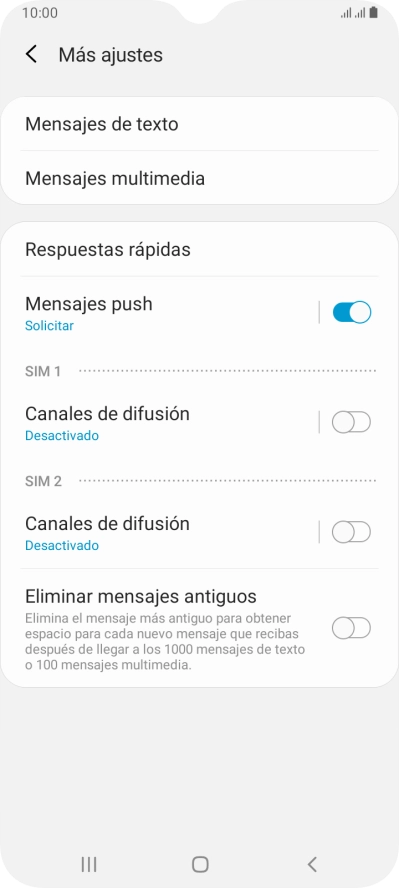 Pulsa Mensajes de texto.