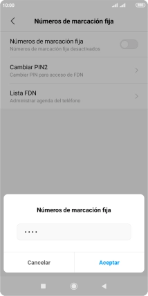 Introduce el código PIN2 y pulsa Aceptar.