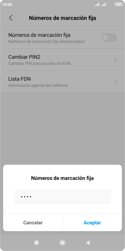 Introduce el código PIN2 y pulsa Aceptar.