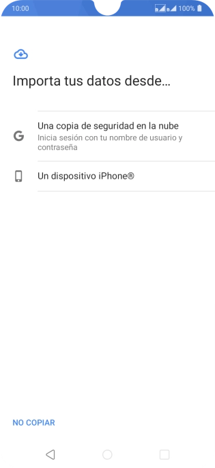 Pulsa la opción deseada y sigue las indicaciones de la pantalla para transferir contenido desde el otro teléfono y finalizar la activación de tu teléfono.