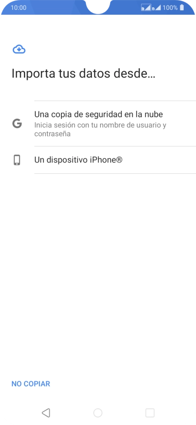 Pulsa la opción deseada y sigue las indicaciones de la pantalla para transferir contenido desde el otro teléfono y finalizar la activación de tu teléfono.