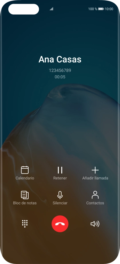 Pulsa el icono de finalizar llamada.