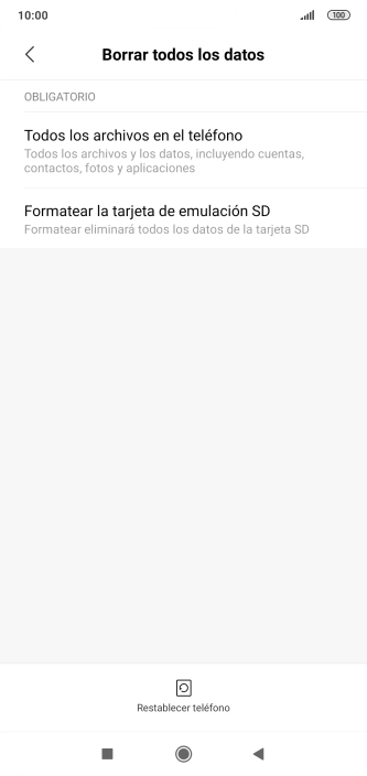 Pulsa Restablecer teléfono.