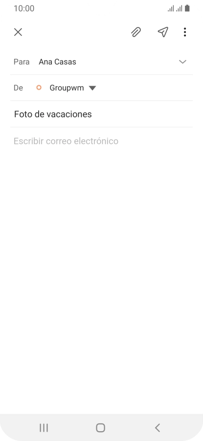 Pulsa en el campo de escritura  y escribe el texto del correo electrónico.