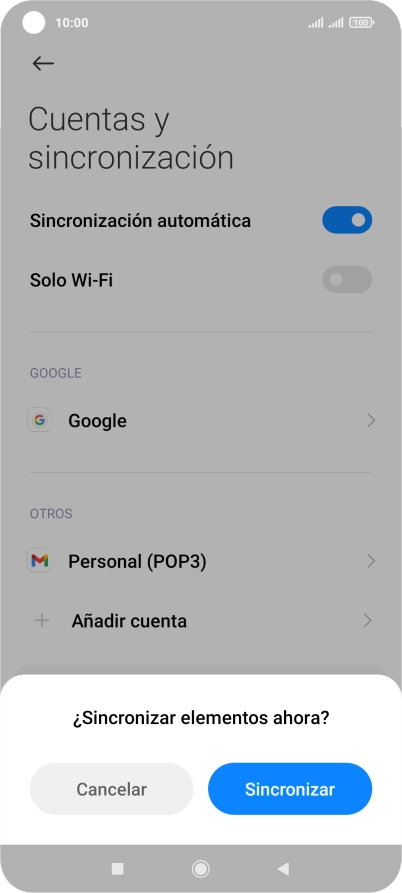 Si activas la función, pulsa Sincronizar.