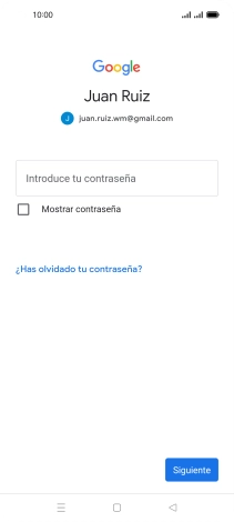 Pulsa Introduce tu contraseña e introduce la contraseña de tu cuenta de Google.