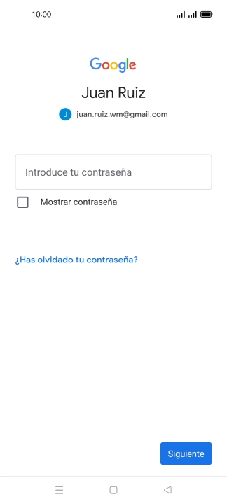 Pulsa Introduce tu contraseña e introduce la contraseña de tu cuenta de Google.
