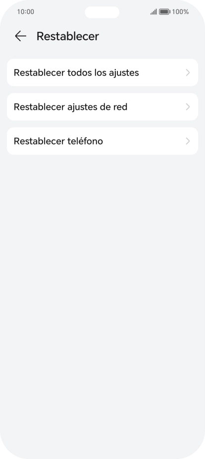 Pulsa Restablecer teléfono.