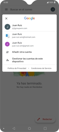 Pulsa la cuenta de correo electrónico deseada.