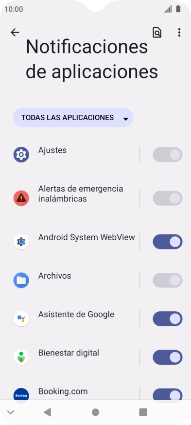 Pulsa el indicador junto a las apps deseadas para activar o desactivar la función.