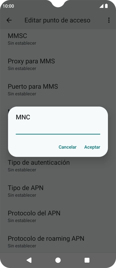 Introduce 01 y pulsa Aceptar.