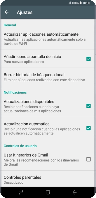 Pulsa Actualizar aplicaciones automáticamente.