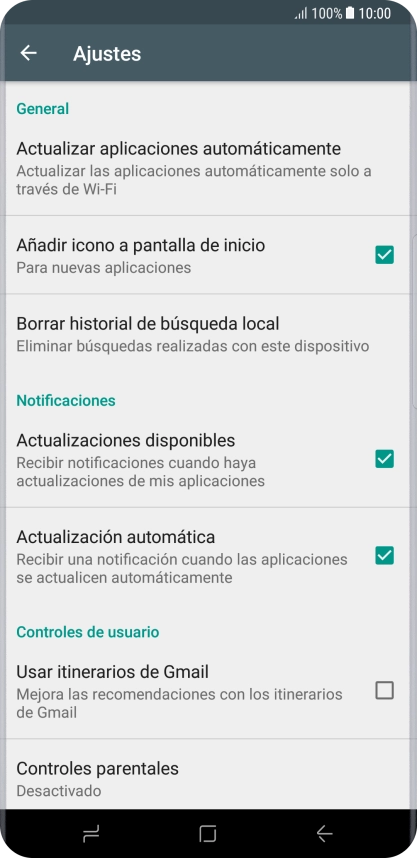 Pulsa Actualizar aplicaciones automáticamente.
