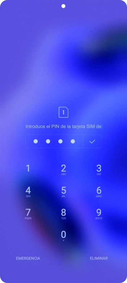 Si es necesario desbloquear la tarjeta SIM, introduce el código PIN y pulsa el icono de aceptar.