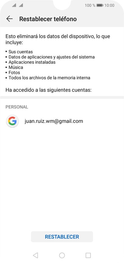 Pulsa RESTABLECER.