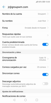 Pulsa Nombre de la cuenta e introduce el nombre de la cuenta de correo electrónico.
