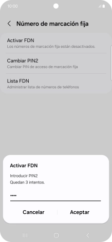 Introduce el código PIN2 y pulsa Aceptar.