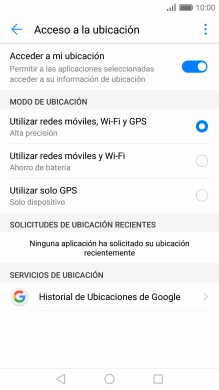 Si seleccionas Utilizar redes móviles, Wi-Fi y GPS, el teléfono podrá encontrar tu posición exacta con ayuda de los satélites GPS, la red móvil y una red wifi cercana. El GPS por satélite requiere vista libre al cielo.