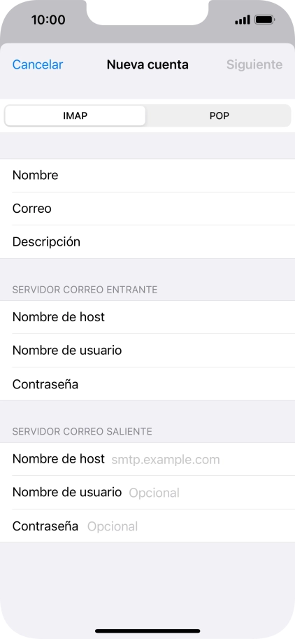 Pulsa Nombre de host e introduce smtp.vodafone.es.