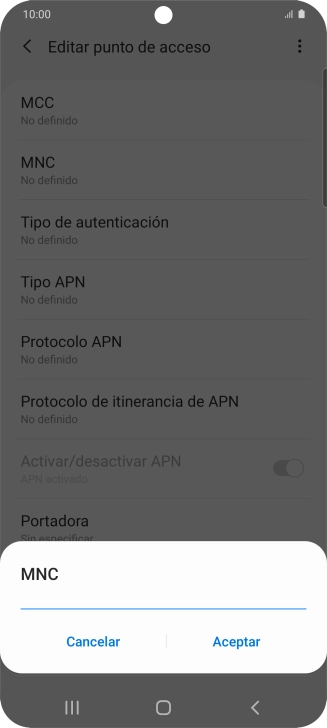 Introduce 01 y pulsa Aceptar.