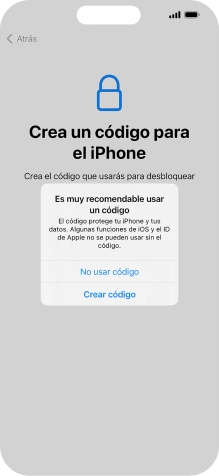 Si desactivas la función, pulsa No usar código.