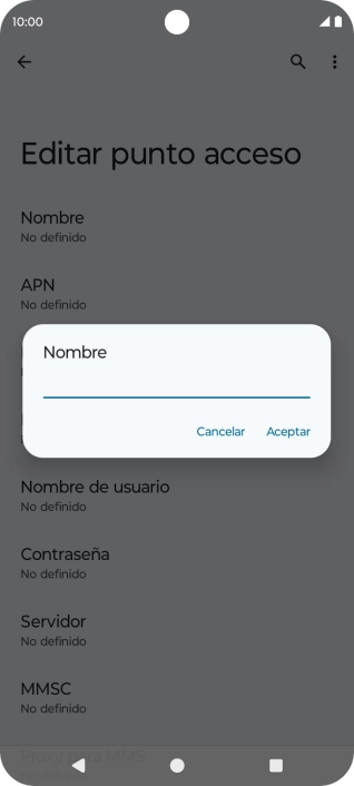 Introduce Vodafone Internet y pulsa Aceptar.
